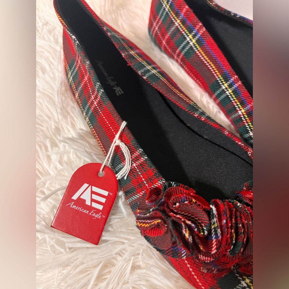American Eagle Girls Size 4 Plaid Flats - Picture 6 of 7